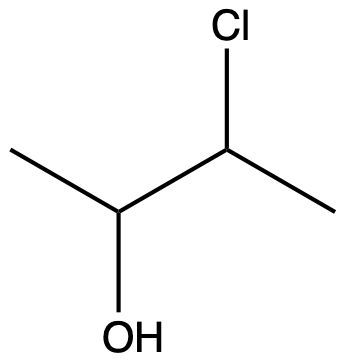 Molecule with OH and Cl groups, showing 1 stereocenter for chirality study.