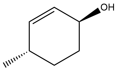 Chemical structure of a hexane ring with an OH group and a double bond.