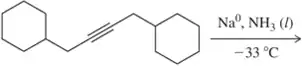 Chemical structure showing an alkyne with sodium and ammonia conditions for reduction at -33°C.