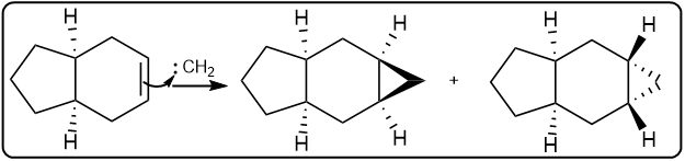 Cyclopropanation mechanism with curved arrow indicating the reaction pathway.