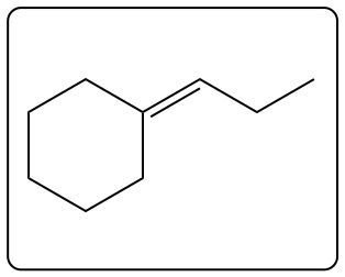 Chemical structure of an alkene with a cyclohexane ring and a double bond adjacent to the ring.