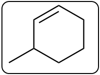 1-methylcyclopentene structure, an alkene that can yield an alcohol in hydration.