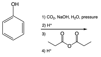 Phenol as starting reactant with given reagents for 4 steps.