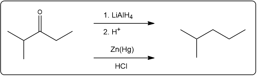 Reaction steps for EAS retrosynthesis using LiAlH4 and Zn(Hg).