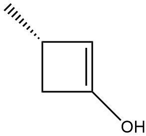 Chemical structure showing a square with an OH group and a dashed line indicating a reaction.