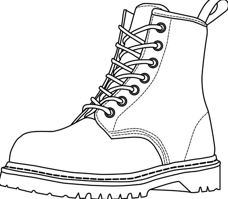 Line drawing of a boot, used to illustrate chirality concepts in organic chemistry.