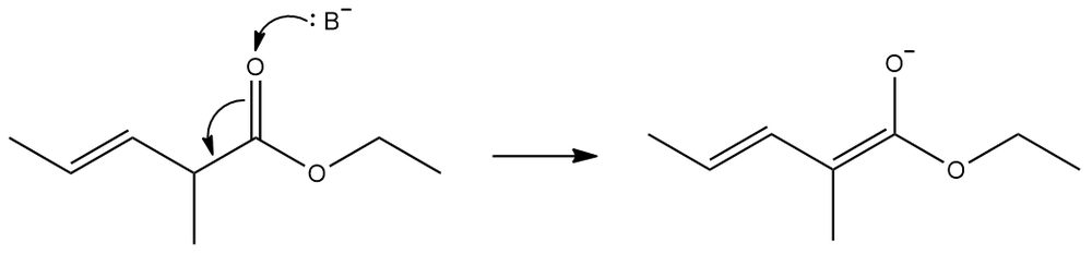 Mechanism showing electron movement in conjugated system formation for compound II.