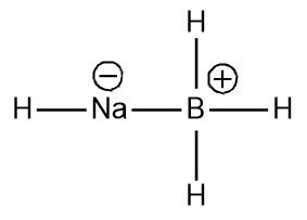 Alternative representation of the Lewis structure of NaBH4 with sodium, boron, and hydrogen atoms.