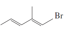 Structural formula of an organic compound with a bromine atom attached, illustrating alkene naming conventions.