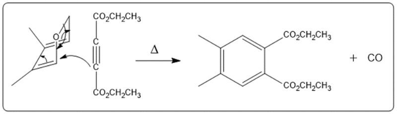 Detailed Diels-Alder reaction mechanism with arrows indicating electron movement.