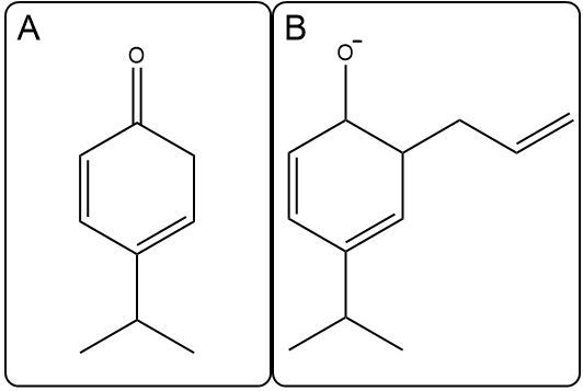 Structures A and B for the Claisen rearrangement, showing phenol derivatives.