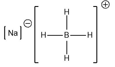 Another view of the Lewis structure of NaBH4 with sodium, boron, and hydrogen atoms.