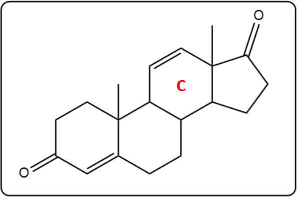 Chemical structure of a steroid with a highlighted C ring.