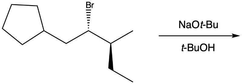 Chemical reaction diagram showing bromide and sodium t-butoxide yielding t-butanol.