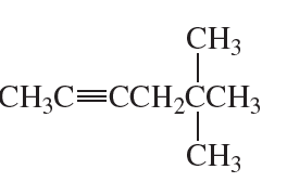 Structural formula of an alkene with carbon chains and substituents labeled for systematic naming.