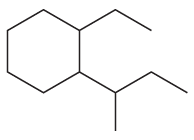 Chemical structure diagram showing carbon rings and branches for identifying primary, secondary, and tertiary carbons.