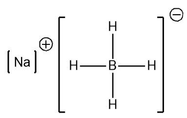 Lewis structure of NaBH4 showing sodium, boron, and hydrogen atoms.