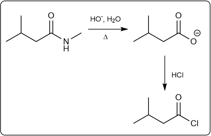 Ester hydrolysis mechanism with HCl as a reagent in the final step.