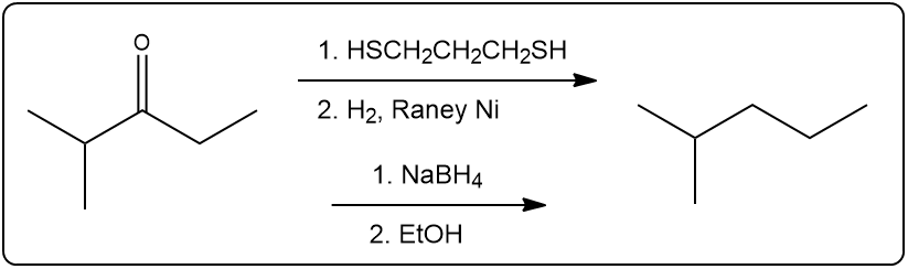 EAS retrosynthesis with HSCH2CH2CH2SH and NaBH4 steps.