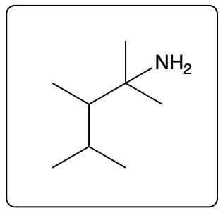 Final structure of a chemical compound with an amine group.