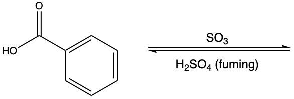 Electrophilic aromatic substitution reaction with phenol and sulfuric acid.