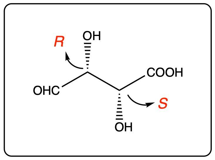 Chiral molecule with R configuration at one center and S at the other.