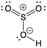 Resonance form of sulfonyloxonium ion with positive sulfur and complete octet.