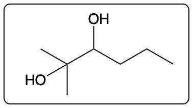 Structure of a diol with two hydroxyl groups on a branched carbon chain.