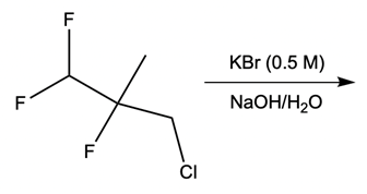 Chemical structure showing reactants and conditions for nucleophilic catalysis.