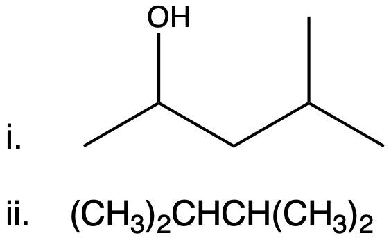 Skeletal structure of an alcohol with an OH group and a carbon chain.