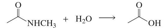 Chemical reaction diagram showing nucleophilic acyl substitution with reactants and product labeled.