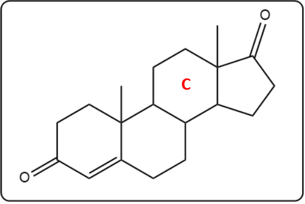 Chemical structure of Androgen highlighting the C ring.