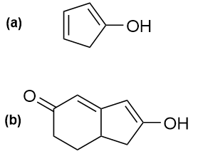 Structures of two compounds, (a) and (b), for comparing acidity in organic chemistry.