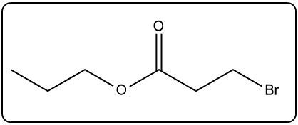 Chemical structure of C6H11BrO2 highlighting Br and O functional groups.