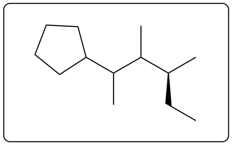 Chemical structure diagram of a compound with a cyclohexane ring and a branched chain.