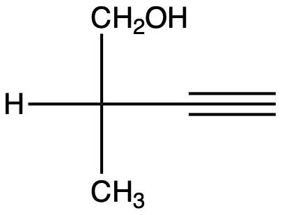 Fischer projection of a chiral molecule for determining R or S configuration.