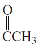 Chemical structure of a carbonyl group with a methyl group, illustrating concepts of acidity and electron effects.