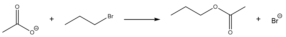 Chemical reaction diagram illustrating reactants and products for entropy analysis.