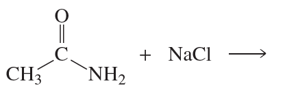 Chemical structure of an acyl compound reacting with sodium chloride, indicating a nucleophilic acyl substitution reaction.