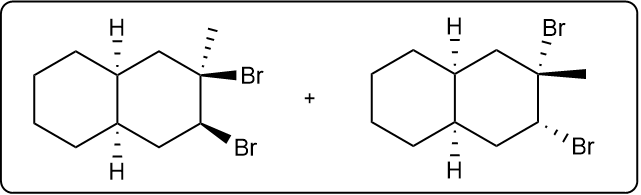 Final halohydrin product structures from alkene reacting with Br2 and EtOH.