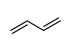 Chemical structure of 1,3-butadiene, a compound relevant to anionic polymerization.