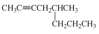 Structural formula of an organic compound with carbon chains and a triple bond, labeled with chemical symbols.