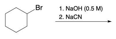 Bromobenzene with NaOH and NaCN reagents for nucleophilic catalysis.