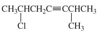 Structural formula of an organic compound showing carbon chains, a chlorine atom, and a double bond.