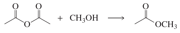 Chemical reaction diagram showing the reaction of two carbonyl compounds with methanol to form an ester.