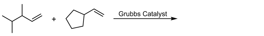 Alkene metathesis reaction with Grubbs catalyst shown.