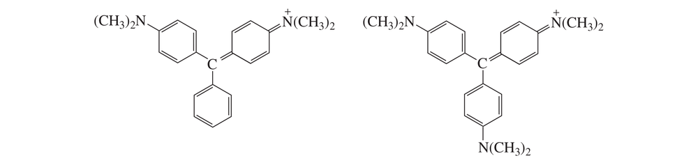 Chemical structures of two conjugated ions, one depicted in purple and the other in blue, at pH 7.