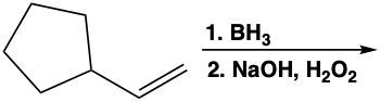 Reaction of a cyclic compound with BH3 and NaOH, H2O2 to form an alcohol.