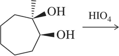 Cyclohexane with two OH groups reacts with periodic acid (HIO4) to predict the product.