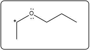 Another fragmentation structure of a positive ion from 2-propoxybutane.